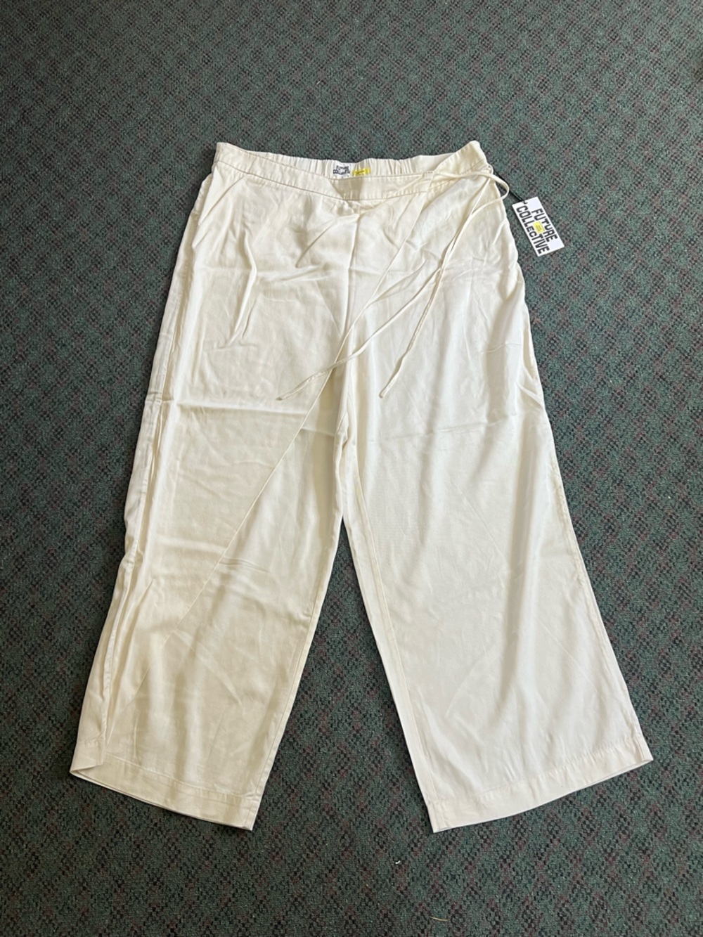 NWT FUTURE COLLECTIVE JENEE NAYLOR SARONG WRAP PANTS IVORY 1X